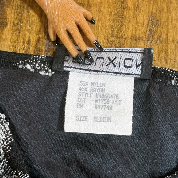 Y2K Vintage CEDUXION Black & Silver Heart Pattern Bodycon Dress - Juniors Medium - Picture 9 of 10